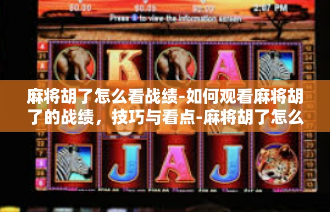 麻将胡了怎么看战绩-如何观看麻将胡了的战绩，技巧与看点-麻将胡了怎么看战绩